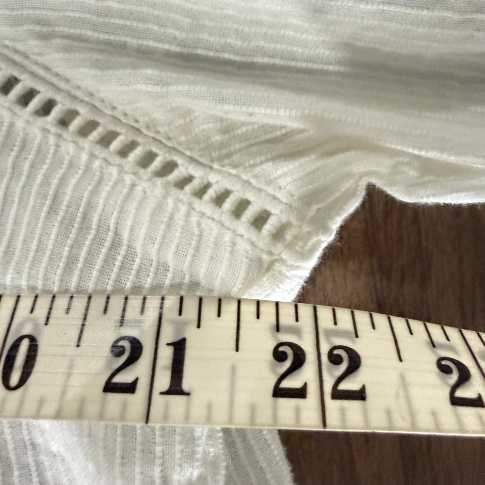 Quince Peasant Blouse Womens Large White Excellent Organic Textured Cotton RK001 - Picture 7 of 9
